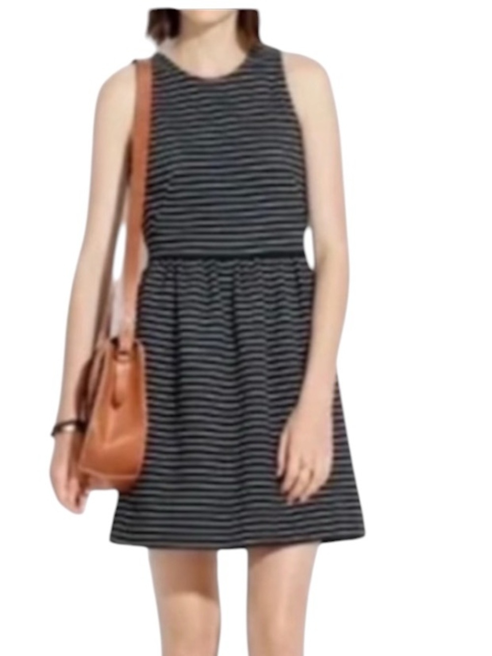 MADEWELL Pierside Black and White Striped Knit Racerback Dress Size Small